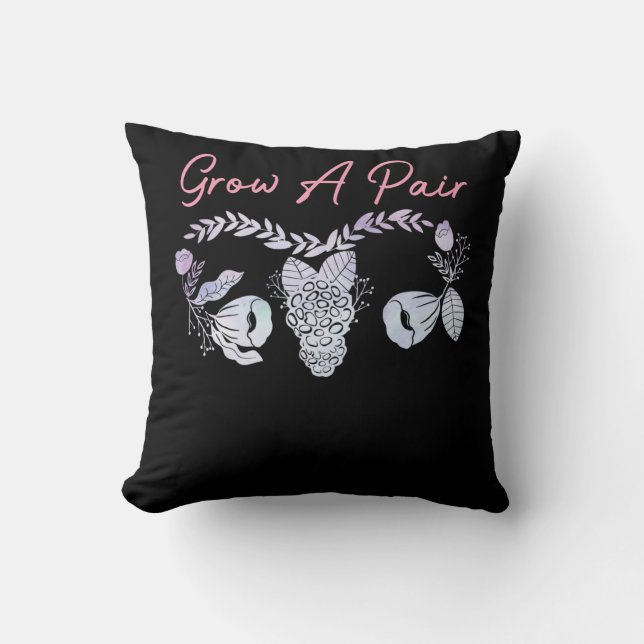 Female Uterus Grow A Pair Flower Ovary Feminist Cushion (Front)