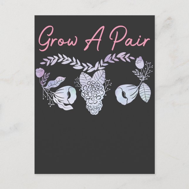 Female Uterus Grow A Pair Flower Ovary Feminist Postcard (Front)
