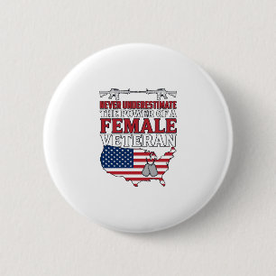 Female Veteran Power Patriotic Vintage Shirt Desig 6 Cm Round Badge