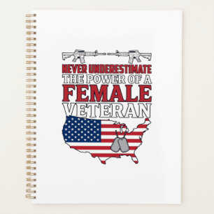 Female Veteran Power Patriotic Vintage Shirt Desig Planner