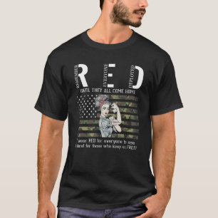 Female Veteran Support All Us Veterans Red Friday T-Shirt