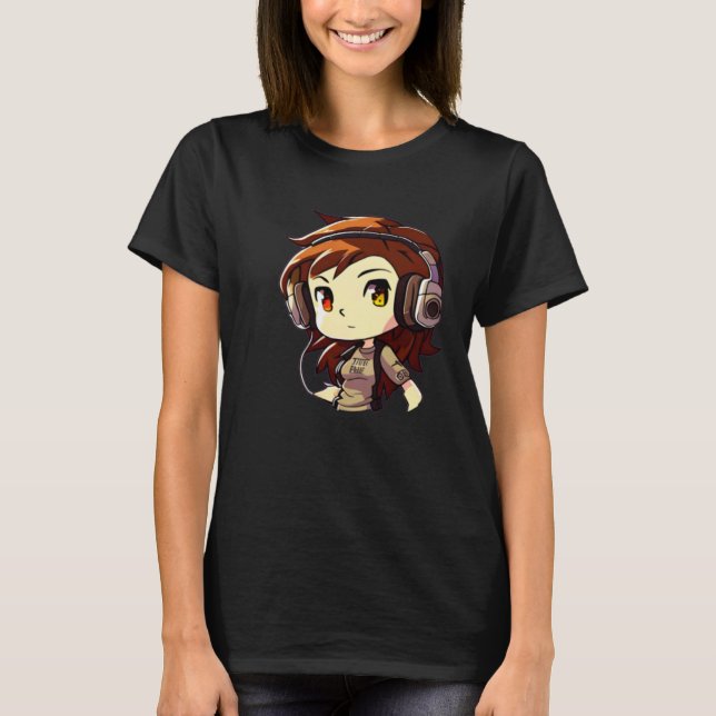 Female Video Game Character  Gamer Girl T-Shirt (Front)