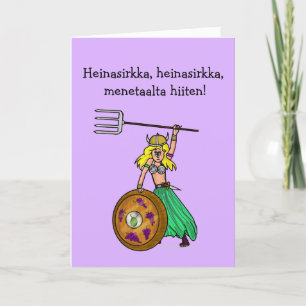 Female Viking St. Urho's Day Card