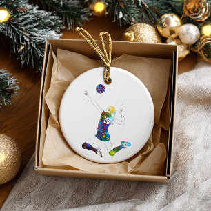 Female Volleyball Player Ceramic Tree Decoration