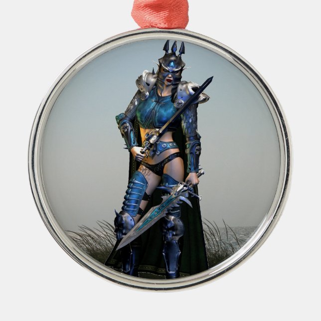 Female Warrior Metal Tree Decoration (Front)