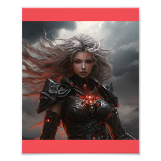 female warrior thunder and lightning photo print