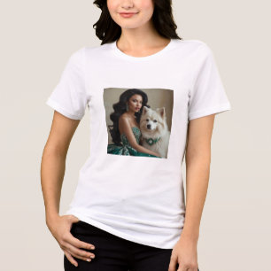 Female With Pet Dog Image Mark Stylish Tri-Blend Shirt