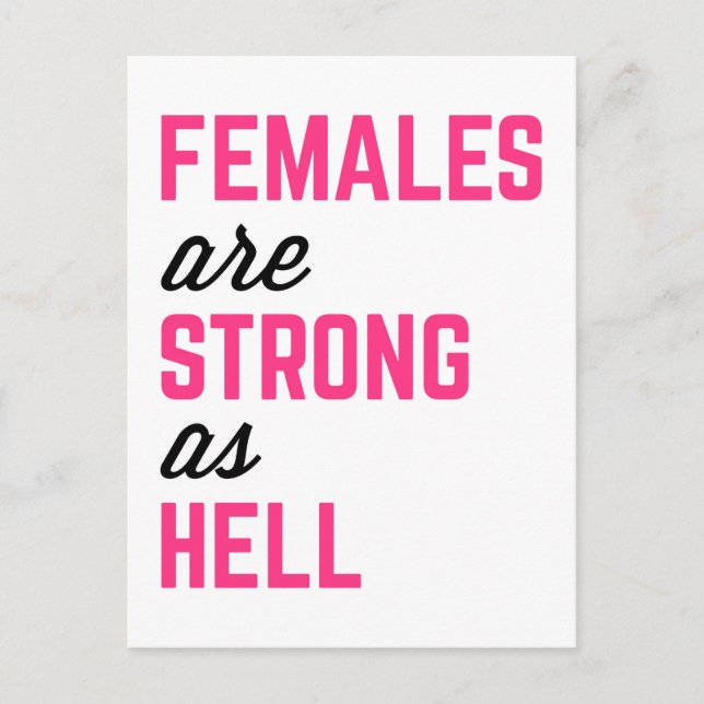 Females Strong Hell Gym Quote Postcard (Front)