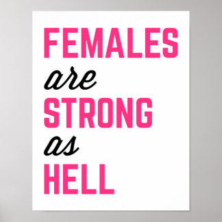 Females Strong Hell Gym Quote Poster