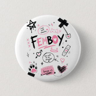 Femboy Aesthetic Cute Soft Chaotic Doodle 6 Cm Round Badge