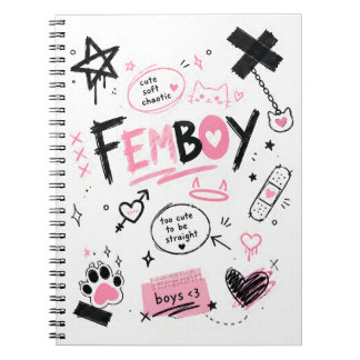 Femboy Aesthetic Cute Soft Chaotic Doodle Notebook