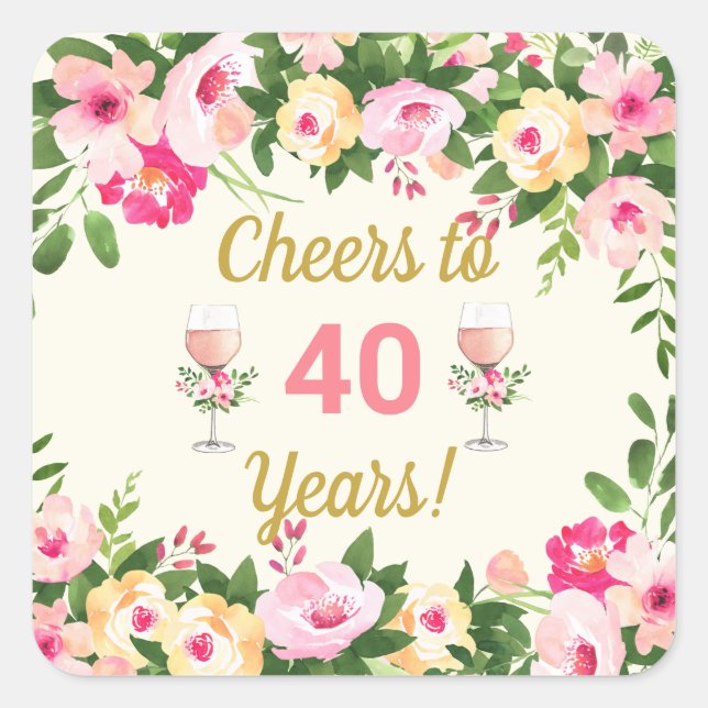 Feminin Cheers Birthday Favour Tag Stickers (Front)