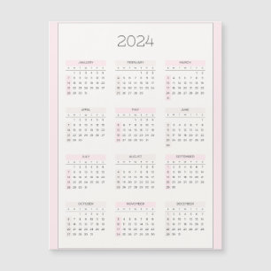 Feminine 2024Annual Calender Planner Magnetic Card