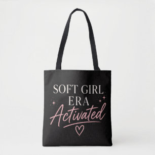 Feminine Aesthetic Black Soft Girl Era Tote Bag
