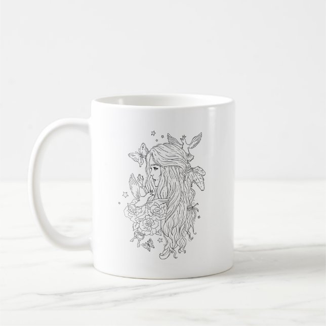 Feminine Aesthetic Portrait Design Coffee Mug (Left)