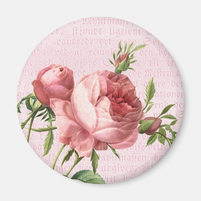Feminine and beautiful vintage rose pink magnet (Front)