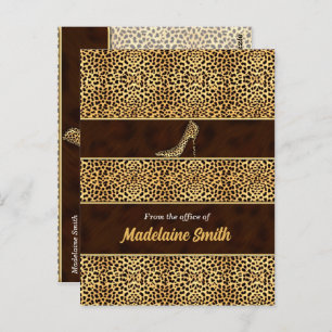 Feminine and Classy Cheetah Print and Stiletto Postcard