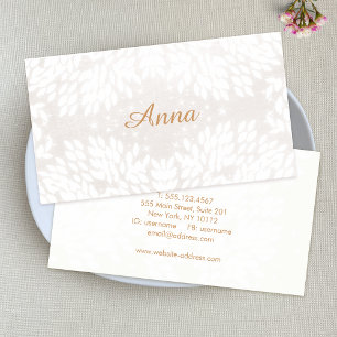 Feminine and Elegant Chic White Leaves Business Card