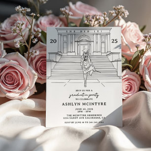 Feminine and Elegant Graduate Sketch Invitation