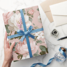 Feminine Baby Pink Rose White Floral Pattern