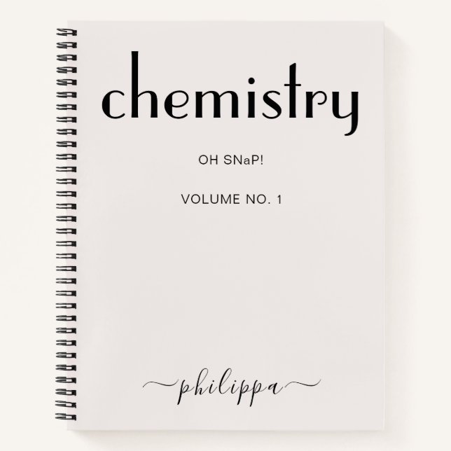 Feminine Beige Black Personalised Chemist Notebook (Front)