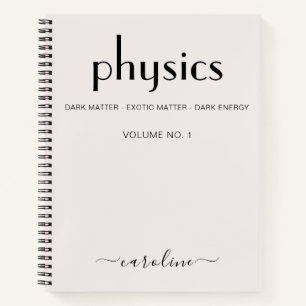 Feminine Beige Black Personalised Physics Notebook