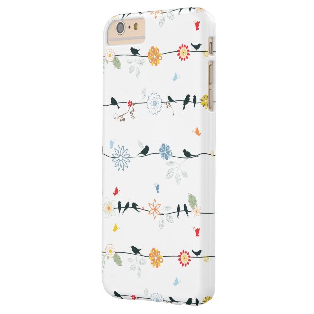 Feminine Birds on a Wire and Flowers Case-Mate iPhone Case (Back Left)