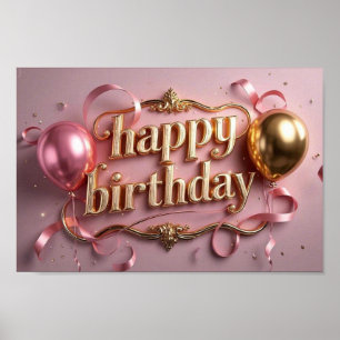 Feminine birthday luxurious elegant extravagant poster