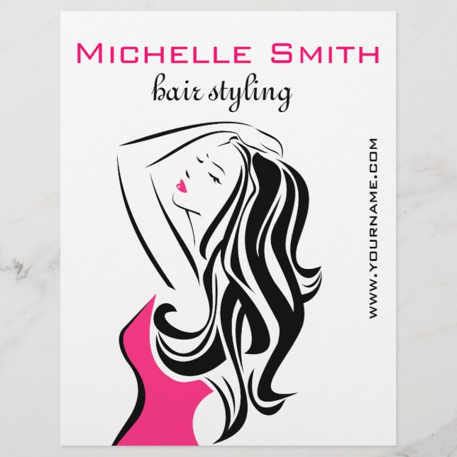 Feminine black and pink Fashion Girl Hair Styling  Flyer (Front)