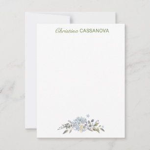 Feminine Blue Floral Watercolor Personalised Card