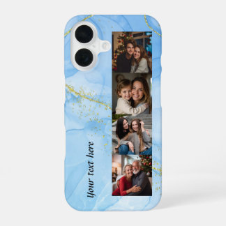 Feminine Blue Watercolor 4 photos iPhone 16 Case