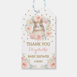 Feminine Blush Gold Bunny Baby Shower Party Gift Tags
