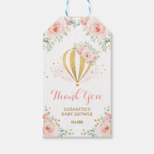 Feminine Blush Gold Hot Air Balloon Party Favours Gift Tags