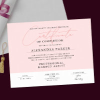 Feminine Blush Pink And White Certificate Award