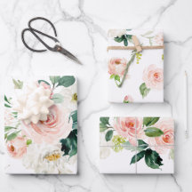 Feminine Blush Pink and White Watercolor Floral