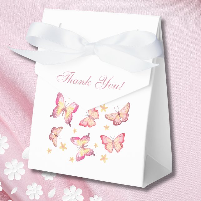 Feminine Blush Pink Butterfly Baby Girl Shower Favour Box (Creator Uploaded)