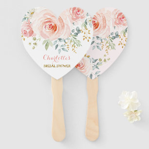 Feminine Blush Pink Floral Bridal Wedding Shower Hand Fan