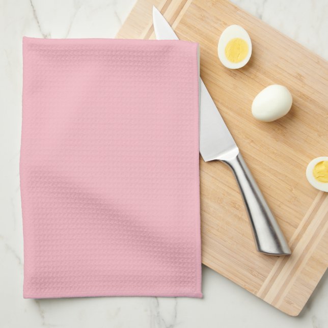 Feminine Blush Pink Grey Monogram Script Name Chic Tea Towel (Quarter Fold)