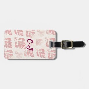 Feminine Blush Pink Pattern Monogram Luggage Tag