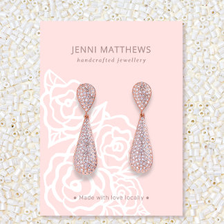 Feminine Blush Pink Rose Floral Jewellery Display Business Card