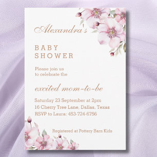 Feminine Blush Pink Roses Floral Baby Shower Invitation