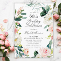 Feminine Blush Rose Floral 60th Birthday Party