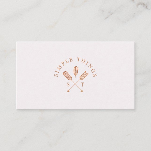 Feminine Bohemian Boho Arrow Crest & Monogram Business Card (Front)