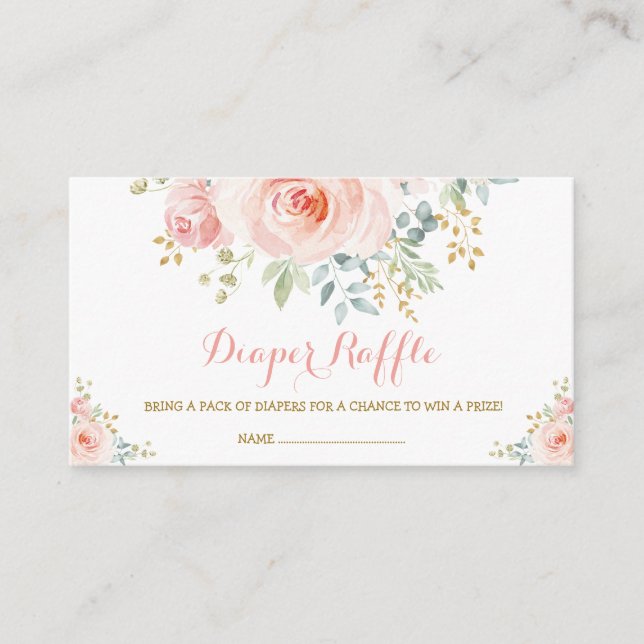 Feminine Boho Blush Floral Pink Roses Baby Shower Enclosure Card (Front)