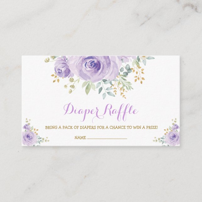 Feminine Boho Purple Floral Lilac Rose Baby Shower Enclosure Card (Front)