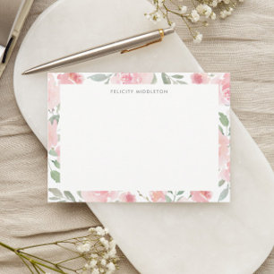Feminine Botanical Blush Pink Roses Floral  Card