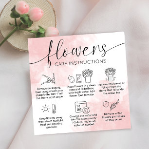 Feminine Bouquet Care Guide Florist Pink Thank You Square Business Card