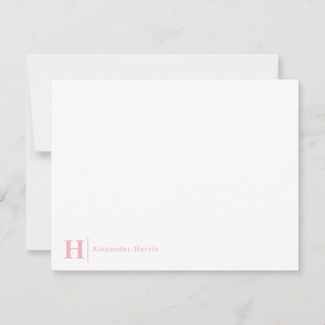 Feminine Business Monogram Line Blush Light Pink Card (Front)
