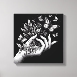Feminine Butterfly Illustration Minimalist Aesthet Canvas Print