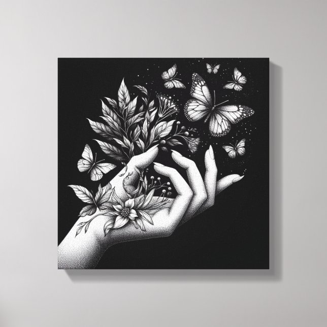 Feminine Butterfly Illustration Minimalist Aesthet Canvas Print (Front)